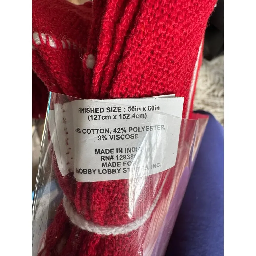 Red throw with Fringe 50”x60